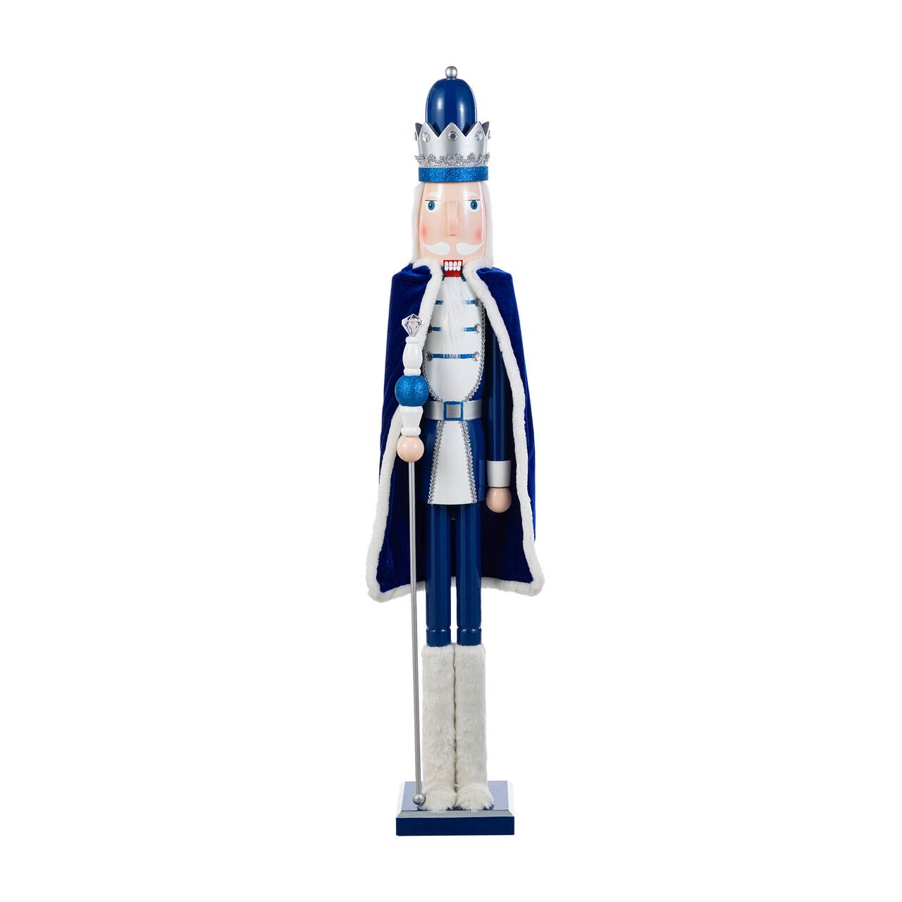 Glitzhome® 42"H Wooden Christmas Blue Dressed King Nutcracker